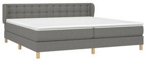Giroletto a molle con materasso grigio scuro 200x200 cm tessuto