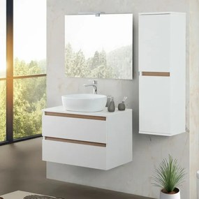 Mobile bagno sospeso 80 cm bianco e rovere con cassetti soft-close Kleo