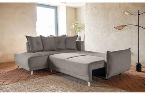 Divano letto in velluto a coste marrone chiaro (angolo sinistro) Lazy Lukka - Miuform