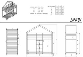 Letto da bambini a forma di casa/a castello di colore naturale con rete inclusa 80x160 cm DMPN – Adeko