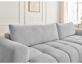 Divano angolare grigio chiaro allungabile e con contenitore (penisola a destra/chaise lounge) Fuji – Bobochic Paris