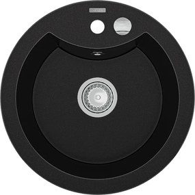 Mexen Diego lavello in granito 1 vasca 488 x 480 mm, nero, sifone cromato - 6512481000-77