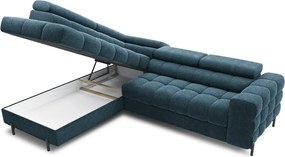 Divano angolare blu allungabile/con contenitore (con penisola a sinistra/a L) con rivestimento in bouclé Ferucce – ELTAP