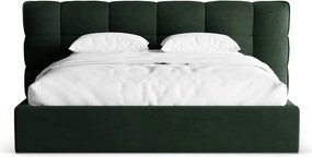 Letto matrimoniale imbottito verde scuro con contenitore con rete inclusa 200x200 cm Eric – Micadoni