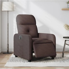 Poltrona Elettrica Reclinabile Marrone Scuro İn Tessuto /
