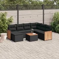 Set Divani da Giardino con Cuscini 8 pz Nero in Polyrattancod mxl 114867