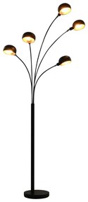 Lampada Da Terra 200 Cm 5 Bulbi E14 Nero E Oro /