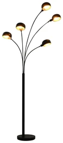 Lampada Da Terra 200 Cm 5 Bulbi E14 Nero E Oro /