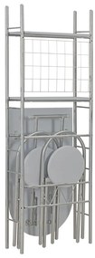 Set tavolo e sedie pieghevoli scaffale 3 pz mdf acciaio grigio