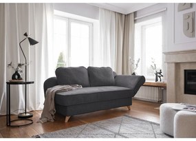 Chaise longue grigia (con penisola a destra) con rivestimento in velluto a coste Chic Charlotte – Miuform