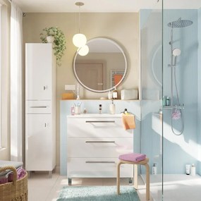 Mobile bagno a terra con lavabo L 80 x H 73 x P 45 cm bianco truciolare 3 cassetti | Remix