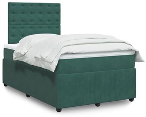 Giroletto A Molle Con Materasso Verde Scuro 120x200 Cm Velluto /