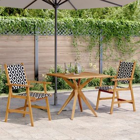 Set da pranzo per giardino 3 pz in legno massello di acacia