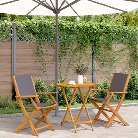 Set Da Bistrot 3pz Antracite İn Tessuto E Legno Massello /