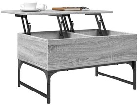Tavolino salotto grigio sonoma 70x50x40 cm multistrato metallo