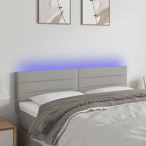 Testiera A Led Grigio Chiaro 144x5x78/88 Cm İn Tessuto /