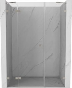 Mexen Lunar porta doccia battente sinistra 155 cm, trasparente, nichel spazzolato - 834S-155-050-97-00-L