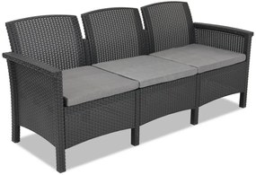 Divano 3 posti in polyrattan antracite Venezia 3 Bica