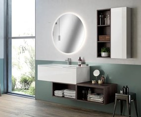 Pensile bagno Brera lucido bianco in truciolare, 1 anta apertura da sinistra P 17 x L 30 x H 90 cm