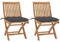 Sedie da Giardino 2 pz con Cuscini Antracite Massello di Teak 3062448