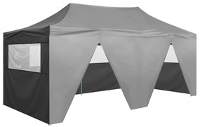 Gazebo Pieghevole Con 4 Pareti 3x6m Acciaio Antracite /