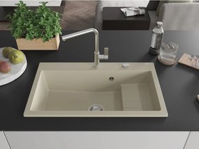 Mexen Omar lavello in granito 1-vasca 800 x 480 mm, beige, sifone cromato - 6520801005-69