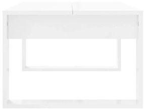 Tavolino da salotto bianco lucido 102x50x35cm legno multistrato