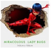 MIRACULOUS LADYBUG -001 Adesivo parete murale effetto 3D wall stickers Misura: 150x100 cm