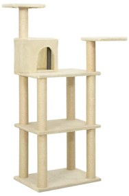 Albero per gatti con tiragraffi in sisal crema 119 cm