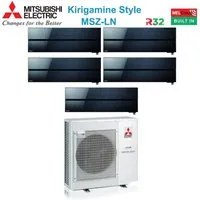 Climatizzatore Condizionatore Mitsubishi Electric Penta Split Inverter serie Kirigamine Style MSZ-LN 9+9+9+9+12 con MXZ-5F102VF Onyx Black R-32 Wi-Fi Integrato Colore Nero 9000+9000+9000+9000+12000