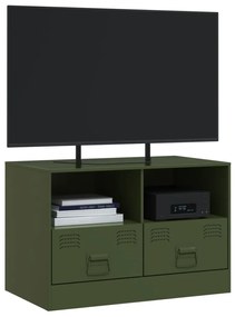 Mobile tv verde oliva 67x39x44 cm in acciaio