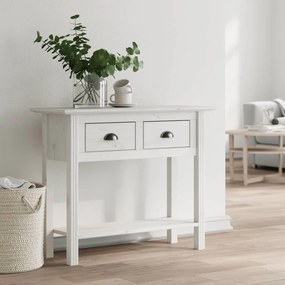 Tavolo Consolle Bodo 91x35x74 Cm Legno Massello Pino Bianco /