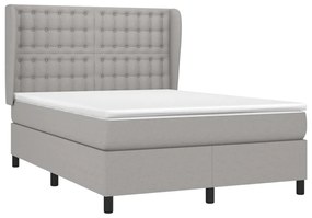 Giroletto a molle con materasso grigio chiaro 140x200cm tessuto