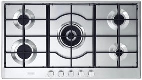 Piano cottura 5 fuochi L 90 cm SLF 590 LX DE'LONGHI silver griglie in acciaio smaltato