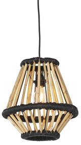 Lampada a sospensione orientale bambù con nero 32 cm - Evalin
