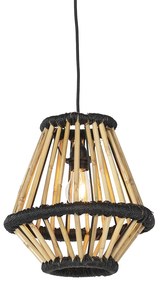 Lampada a sospensione orientale in bambù con nero 32 cm - Evalin