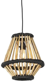 Lampada a sospensione orientale in bambù con nero 32 cm - Evalin