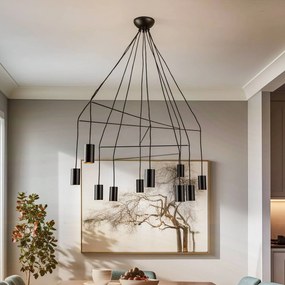 Nowodvorski Lighting Lampada a sospensione Imbria, a 10 luci, lunghezza 126 cm, nera