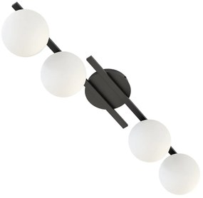 Plafoniera Moderna Nettuno Acciaio Nero Vetro 4 Luci E14 Ip20