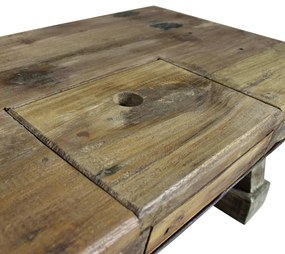 Tavolino da caffè in legno massello recuperato 90x50x35 cm