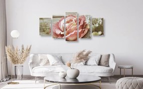 Quadri 5 pezzi – Rosa vintage elegante