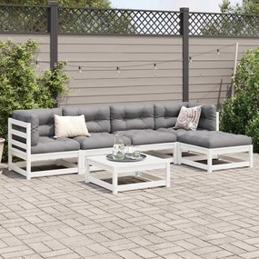 Set divani da giardino 6 pz bianco in legno massello di pino