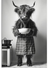 Stampa su tela – Mucca con grembiule da cucina
