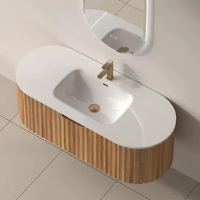 Mobile bagno curvo 120 cm cannettato con lavabo integrato | KAM-NORTH-P120 - KAMALU