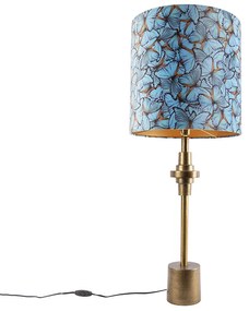 Lampada da tavolo in bronzo con paralume in velluto con motivo a farfalla 40 cm - Diverso