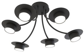 Plafoniera Moderna Giunone Acciaio Nero 6 Luci Gx53 Ip20