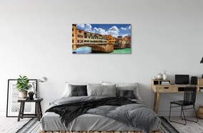 Quadro stampa su tela Italia Bridges River Buildings 100x50 cm