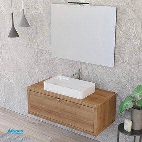 Mobile Bagno Sospeso "Unit Five" Da 110 Cm Composto Da Un Cassetto Finitura Rovere Farnia