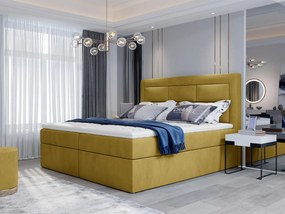 Letto matrimoniale boxspring Maldive - 160 x 200 cm , Tessuto giallo