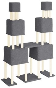 Albero per gatti con tiragraffi in sisal grigio scuro 199 cm